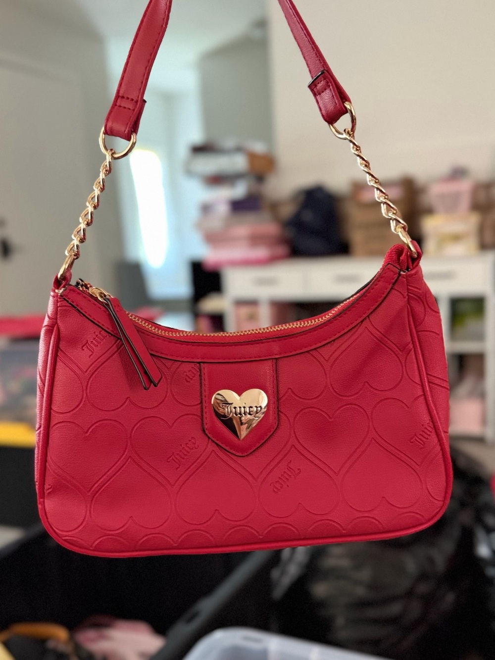 Juicy Couture Red Quilted Heart Shoulder Bag